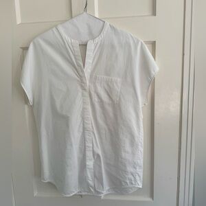 White Short Sleeve Blouse by Vince